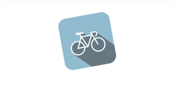 Bicicleta ícone animado no fundo branco — Vídeo de Stock