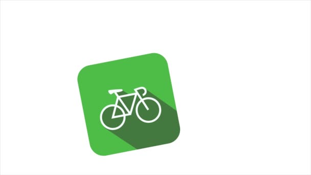 Велосипед анімований зелений значок на білому тлі — стокове відео