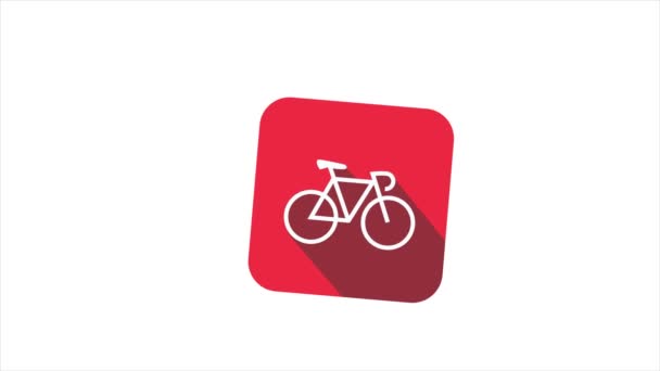 Велосипед анімований червоний значок на білому тлі — стокове відео
