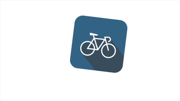 Cykel animerad blå ikon på vit bakgrund — Stockvideo