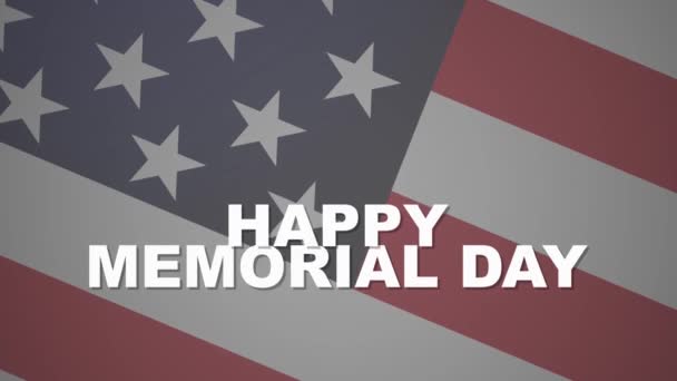 Χαρούμενη Ημέρα Μνήμης, Αμερικάνικη σημαία. Ανάλυση 4k κινουμένων σχεδίων — Αρχείο Βίντεο