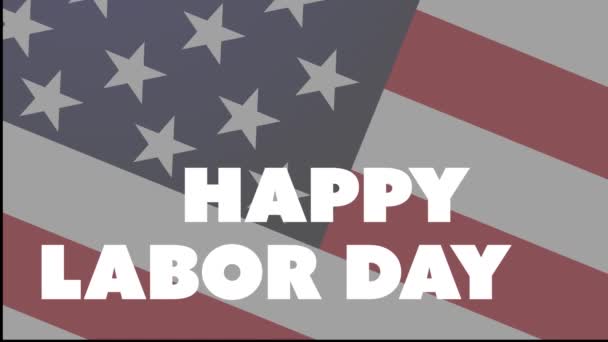 Happy Labor Day prapor na pozadí americké vlajky. Animace 4k — Stock video