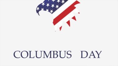 Columbus Günü 'nüz kutlu olsun. Beyazlı bir Kartal ile video illüstrasyonu.