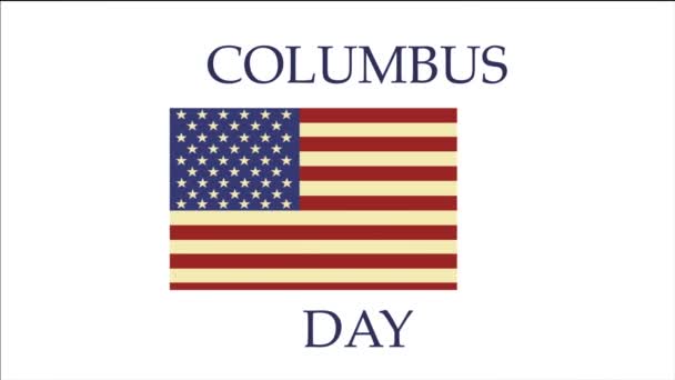 Happy Columbus Day animiert. Video-Illustration auf weißem Hintergrund. — Stockvideo