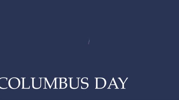 Happy Columbus Day animiertes Banner. Video-Illustration auf blauem Hintergrund. — Stockvideo