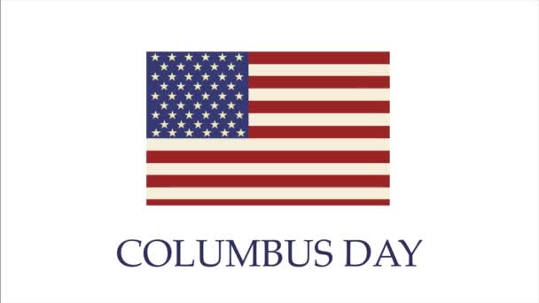 Happy Columbus Day animiert. Video-Illustration auf weißem Hintergrund. — Stockvideo