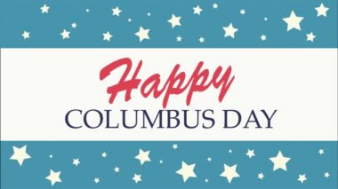 Mutlu Columbus Günü animasyon afişleri. Beyaz arkaplanda video illüstrasyonu.
