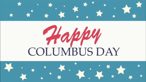 Feliz Columbus Day banner animado. Video ilustración sobre fondo blanco. — Vídeos de Stock