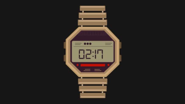 Retro Wrist watch icon isolated on black background. 4K Video motion — Stock Video