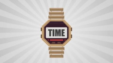 Retro Kol saati simgesi beyaz arkaplanda izole edildi. 4K Video hareketi