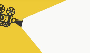 Film zamanı posteri. Çizgi film vektör çizimi. Sinema filmi. vektör