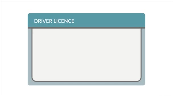 Führerscheinanimierte Illustration für Anzeigen und Werbeaktionen. Fahrerdokument. — Stockvideo