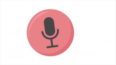 Alfa kanallı mikrofon hattı simgesi grafik animasyonu. 4k