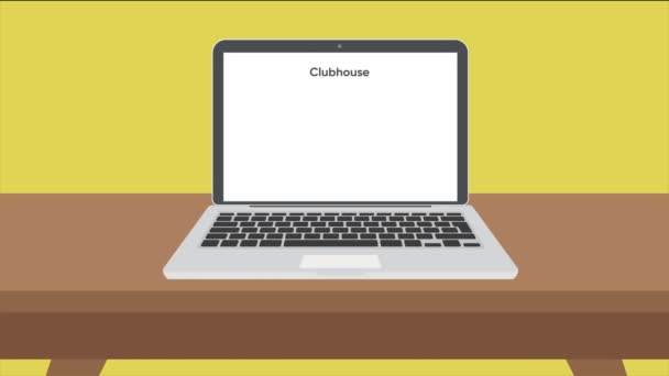 Vinnytsia, Ukraina - 21 mars 2021: Klubbhus Hemsida med inbjudningsknapp på laptop. Clubhouse app är en inbjudan endast ljud — Stockvideo