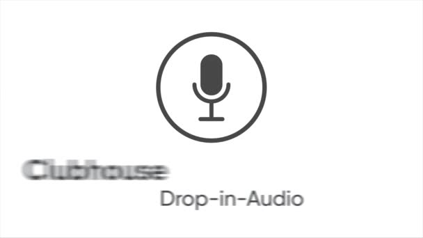 Animação. Entra no chat de áudio. Nova rede social para comunicação através de mensagens de áudio. Logo Clubhouse com slogan. — Vídeo de Stock