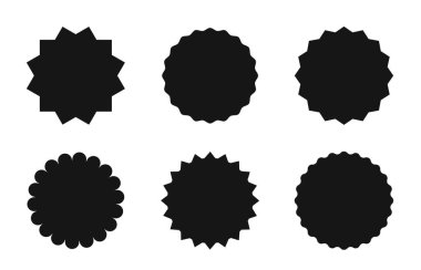 Bir dizi kırmızı yıldız patlaması. Kırmızı boş çıkartmalar. Güneş patlaması rozetleri, etiketler, indirimli etiketler. Tasarım ögeleri.