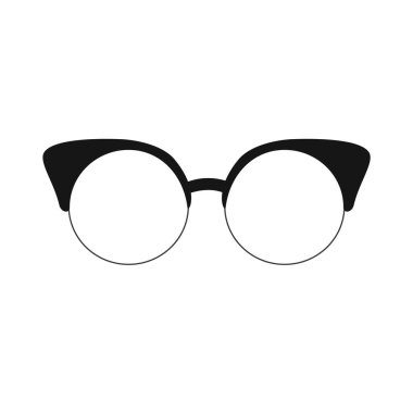 Beyaz gözlüklü klasik kadın gözlüğü ikonu. Göz giyimi modası. Vektör