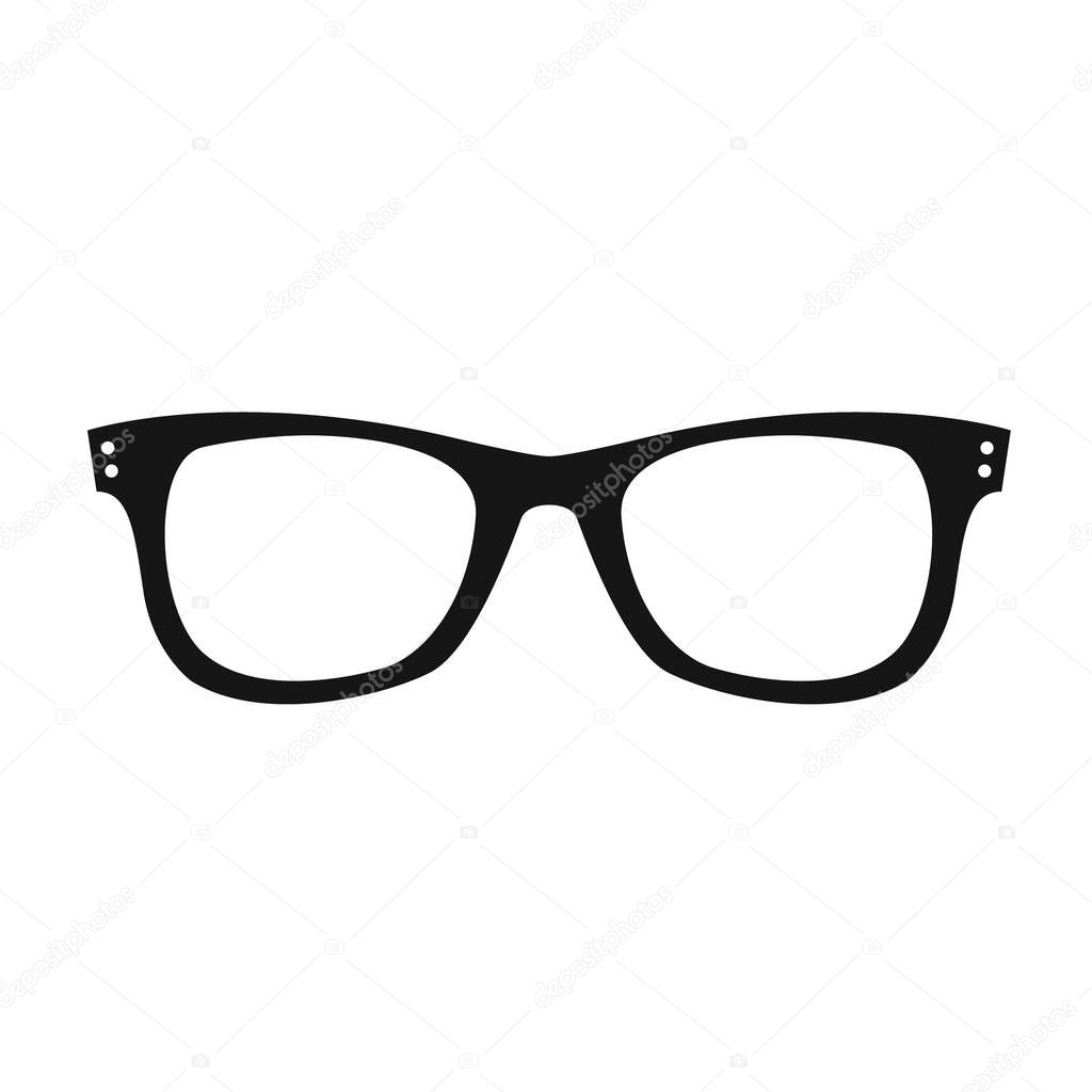 Retro glasses icon isolated on white background. Retro black rimmed glasses. Womens and mens accessory.