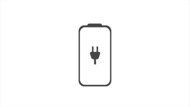 4K Low Battery pictogram - Laad laag teken op witte achtergrond — Stockvideo