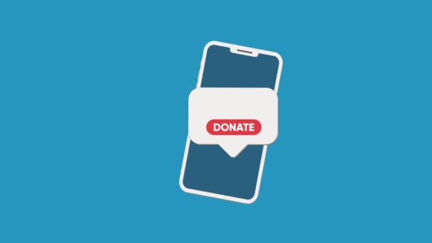 Concepto de donación con teléfono y moneda desplegable — Vídeos de Stock