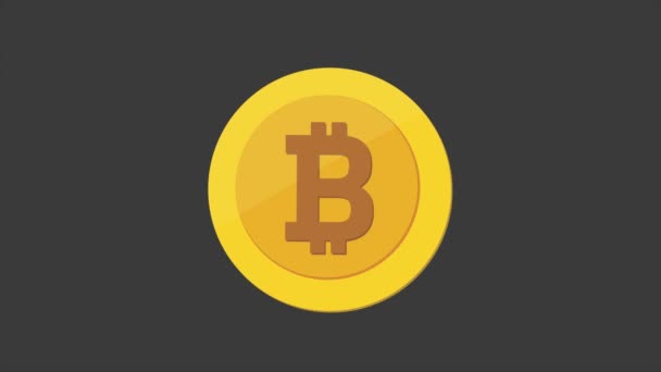 Bitcoin BTC Cryptocurrency Logo Coin Animáció. Motion Graphics Reveal fehér háttér izzó fény — Stock videók