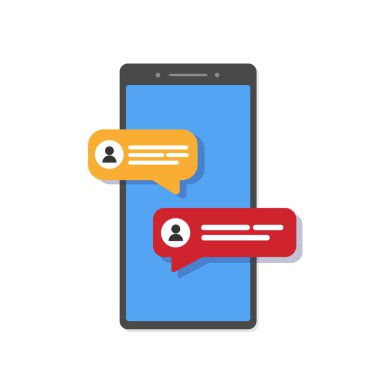 Cep telefonu ekranı mesaj kutuları kabarcıkları.