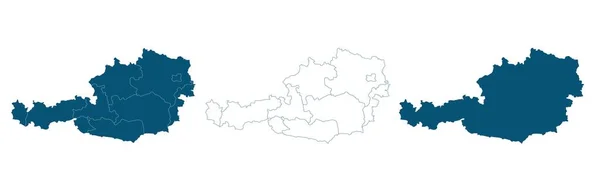 Enkel karta över Österrike vektor ritning. Mercatorprojektion. Fylld och översikt. — Stock vektor
