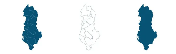Albania mapa. Ilustración de mapas vectoriales estilizados con ciudades, divisiones administrativas — Archivo Imágenes Vectoriales