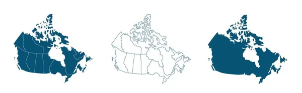 Απλός χάρτης του καναδικού διανύσματος. Προβολή Mercator. Γεμάτο και περίγραμμα. — Διανυσματικό Αρχείο