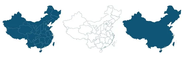 Blå Kina-kartan. Platt vektor HD illustration. — Stock vektor