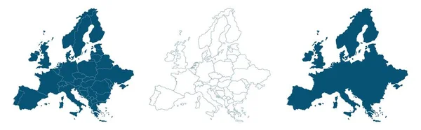 Mapa de alta calidad Europa con las fronteras de las regiones — Vector de stock