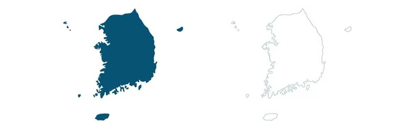 白い背景に青で韓国の地図。ベクターイラスト — ストックベクタ