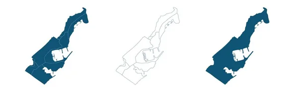 Mapa de Mónaco con regiones seleccionadas en color negro sobre blanco — Archivo Imágenes Vectoriales