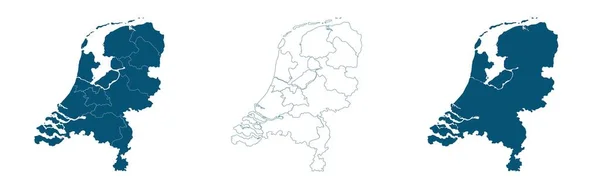 Kaart van Nederland in het blauw op een witte achtergrond — Stockvector