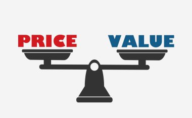 Fiyat ve değer için denge ağırlığı. Vektör kavramsal