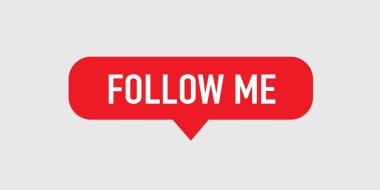 Beni takip edin. Kırmızı düğme beyaz arka planda. Vektör