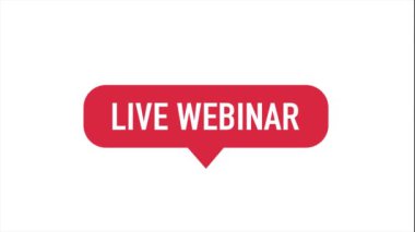 Canlı Webinar Düğmesi canlandırmalı simge, etiket. Kırmızı düğme hareketi