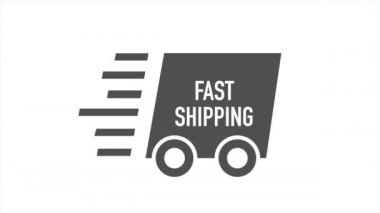 Beyaz arka planda hareket animasyonu olan hızlı nakliye kutusu. Hızlı nakliye aracı.. 