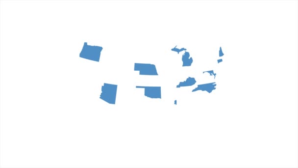 Mapa de Estados Unidos de América mostrando diferentes estados. Mapa USA — Vídeos de Stock