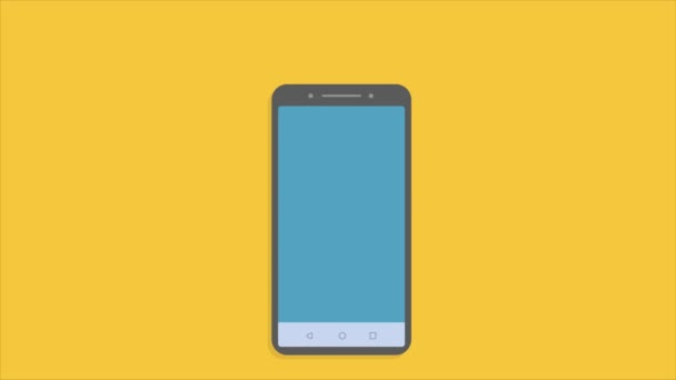 Cartoon smart phone animatie met waarschuwing op e-mail. Plat eenvoudige trend modern logotype grafisch ontwerp. — Stockvideo