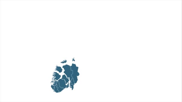 Carte animée de la Norvège isolée sur fond blanc. Conception de mouvement — Video