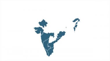 Hindistan haritası simgesi beyaz arkaplanda izole edildi. 4K Video hareketi grafiği