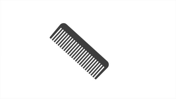 Cepillo de pelo peine cepillo icono de animación. Cuidado aislado de la moda — Vídeos de Stock