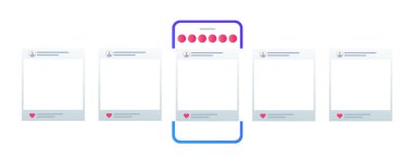 Sosyal medya mobil uygulama sayfası şablonu. Atlıkarınca postası. Minimum tasarım. Vektör.