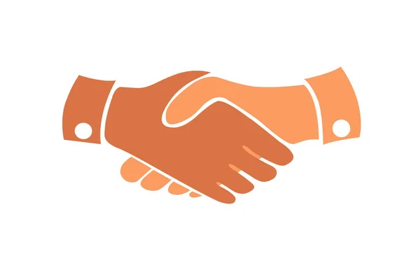 Business handshake contract agreement flat vector icon isolated on white. — Stock Vector