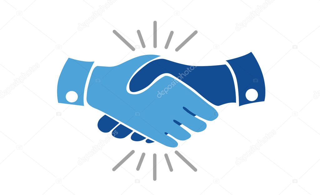 Business handshake contract agreement flat vector icon isolated on white.