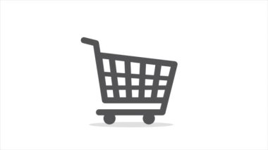 Beyaz arka planda işaretleme simgesi olan alışveriş arabası. Onaylanmış süpermarket sepeti