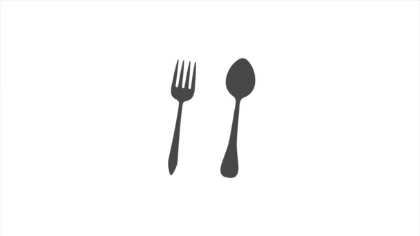 Dinner time with fork and spoon icons. Looping animated footage. — Stock Video