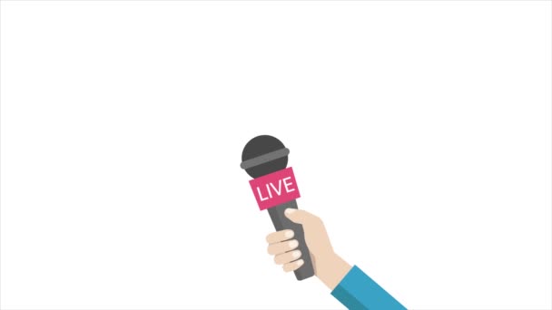 Live-Berichterstattung. Pressekonferenz. Hand mit Mikrofon. Nachrichten, Interview, Pressekonferenz. — Stockvideo