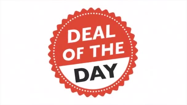 Deal of the day for marketing design, red badge on white background. Motion graphic. — Stock Video